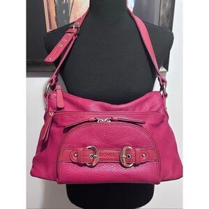 Stone & Co Red Genuine Leather Shoulder Bag Handbag Buckled Adjustable Strap